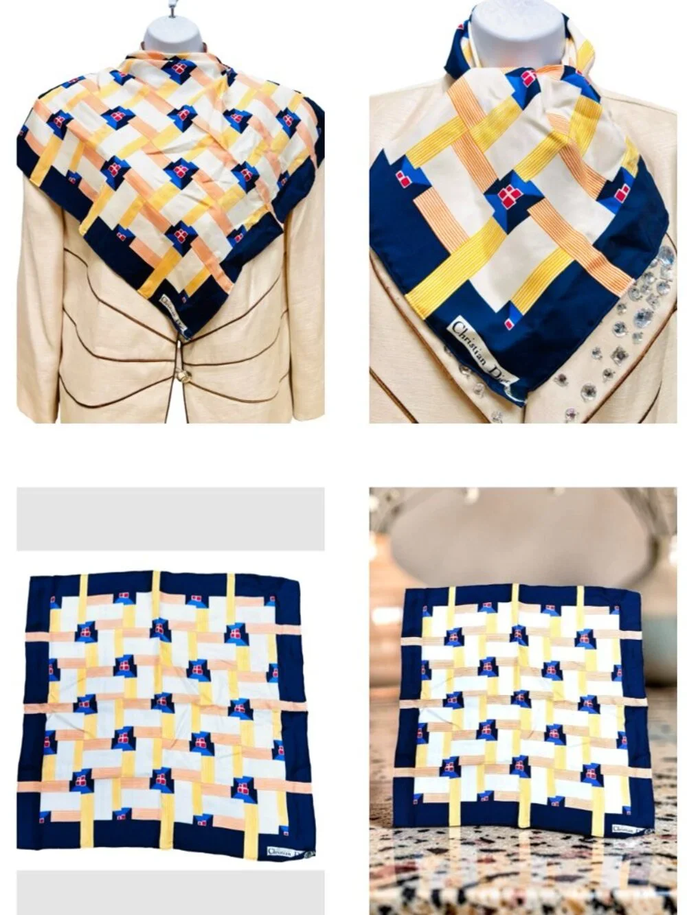 New-Christian Dior silk Satin Neck-Kerchief 20